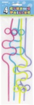 Multi-Coloured Crazy Straws 4pk