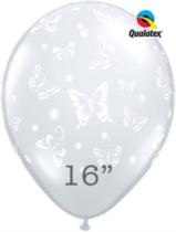 Qualatex 16" Diamond Clear Butterflies Latex Balloons 50pk
