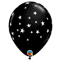 Onyx Black With White Stars 11" Latex Balloons