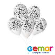 Gemar White And Black Marble Printed 13" Latex Balloons 50pk
