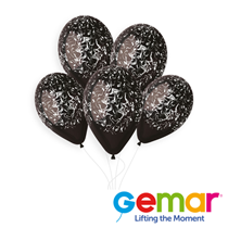 Gemar Black and White Marble Printed 13" Latex Balloons 50pk