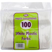 Plastic White Cutlery Forks 100pk