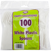 Plastic White Cutlery Spoons 100pk