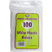 White Plastic Cutlery Knives 100pk