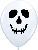 White Skull Face 5" Latex Balloons 100pk