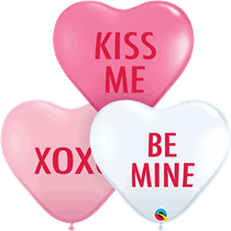 Valentine's Messages Pink & White 11" Heart Latex 50pk