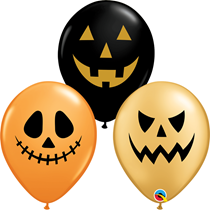  Halloween Jack Faces 11" Assorted Latex Balloons 25pk