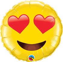 Smiley Face Heart Eyes Emoji 28" Foil Balloon
