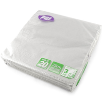 Silver 3ply Luncheon Napkins 20pk