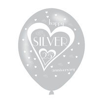 Silver Anniversary 11" Latex Balloons 6pk