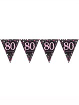 Pink Celebration Happy 80th Birthday Flag Banner