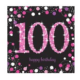 100th Birthday Pink Celebration Lunch Napkins 16pk