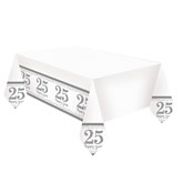 25th Silver Wedding Anniversary Reusable Plastic Tablecover