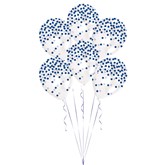 Baby Blue Printed Confetti Dots 11" Latex Balloons 6pk