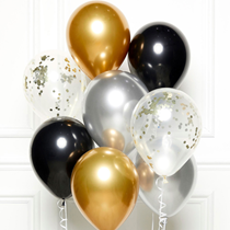 Black, Gold & Silver DIY 11" Latex Balloons 10pk
