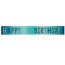 Add-An-Age Blue Happy BIrthday Foil Banner 1.8mt