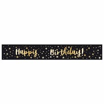 Add-An-Age Black & Gold Foil Happy BIrthday Banner 1.8m