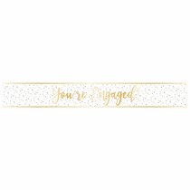 You're Engaged! Gold & White Foil Script Banner 2.7m