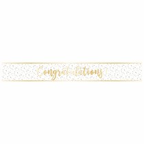 Congratulations Gold & White Foil Script Banner 2.7m