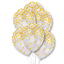 Gold Confetti Clear 11" Latex Balloons