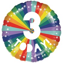3rd Birthday Bright Rainbow 18" Foil Balloon