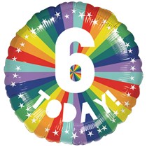 6th Birthday Bright Rainbow 18" Foil Balloon