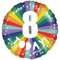 8th Birthday Bright Rainbow 18" Foil Balloon