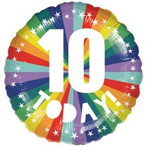 10th Birthday Bright Rainbow 18" Foil Balloon