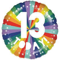 13th Birthday Bright Rainbow 18" Foil Balloon
