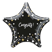 Congrats! Black Star 18" Foil Balloon