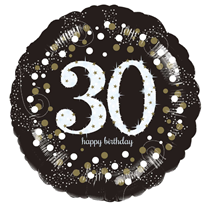 30th Birthday Black & Gold Celebration 18" Round Foil Balloon
