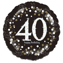 40th Birthday Black & Gold Celebration 18" Foil Balloon