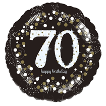 70th Birthday Black & Gold Celebration 18" Round Foil Balloon