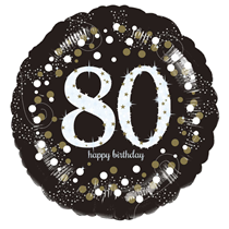80th Birthday Black & Gold Celebration 18" Round Foil Balloon
