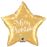 Merry Christmas Star Shaped 20" Foil Balloon - Gold