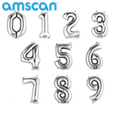 Silver 16" Minishape Foil Number Balloons
