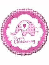 Pink Elephant On Your Christening 18" Foil Balloon