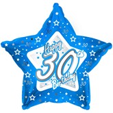 18" 30th Birthday Blue Star Foil Balloon
