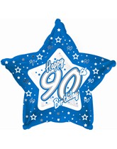 18" 90th Birthday Blue Star Foil Balloon
