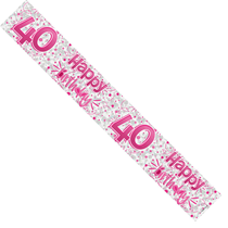 Happy 40th birthday Pink Foil Banner