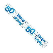 Blue 50th Happy Birthday Banner