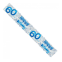 Blue 60th Happy Birthday Foil Banner 2.6mt