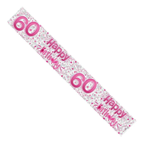 Pink 60 Happy Birthday Foil Banner 2.6mt
