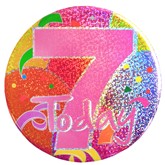 7 Today Pink Balloon Print Holographic Big Badge