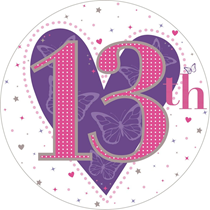 Age 13 Jumbo Heart Big Birthday Badge