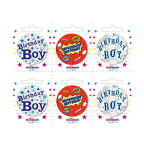  Birthday Boy Small Badges 6pk