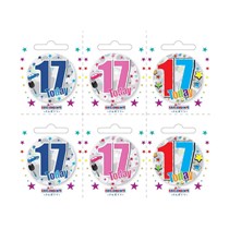 Small 17th Birthday Badges 6pk