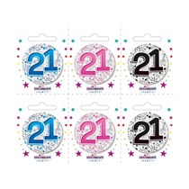 Small 21st Birthday Badges 6pk