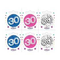 Small 30th Birthday Badges 6pk