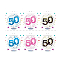 Small 50th Birthday Badges 6pk